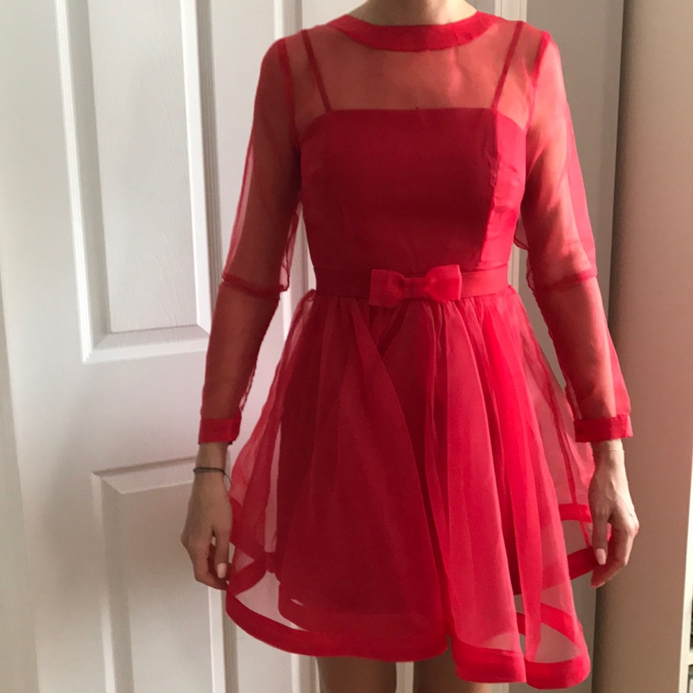 Red dress with bows